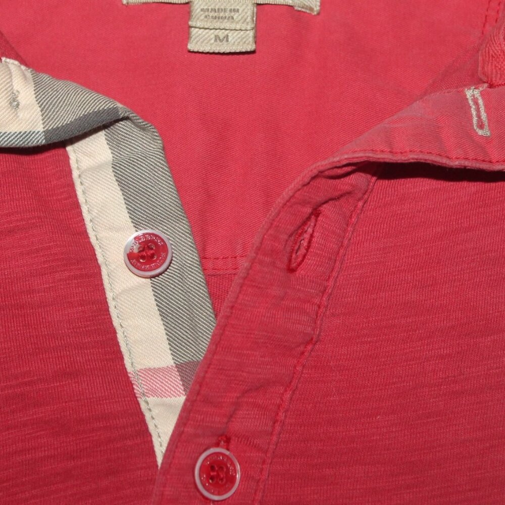 Auth  $439 Men's Burberry Nova Check Red Short Sleeve Polo Shirt Sz M - Picture 4 of 10